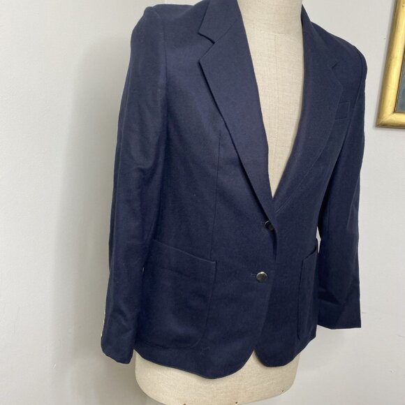 Harrods Wool Blazer Size UK 10 US 8 Navy Blue Jacket Two Button - Picture 5 of 9